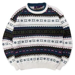 Vintage Robert Bruce Winter Snowflake Fair Isle Holiday Crewneck Sweater M Xmas